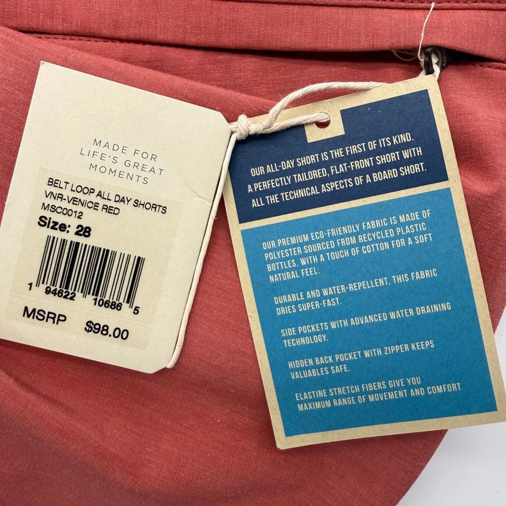 Faherty Hybrid Shorts Mens 28 Venice Red All Day Short 9